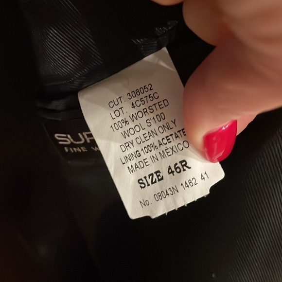 Andrew Frezza men’s Grey Blue small check blazer jacket career 100% wool  46R - Picture 8 of 15